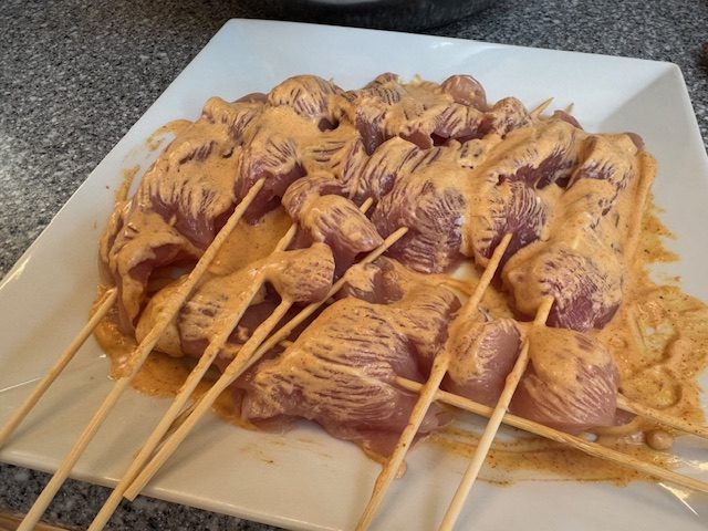 Chicken Satay marinating